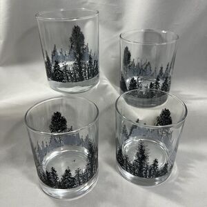 Forest With Bird Landscape Set Of 4 Whiskey Short Tumblers